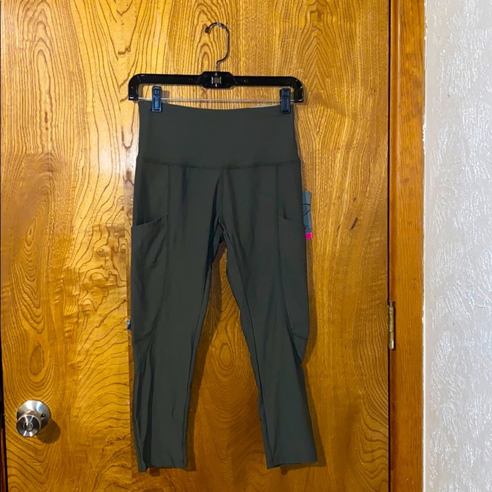 Army green leggings high waisted